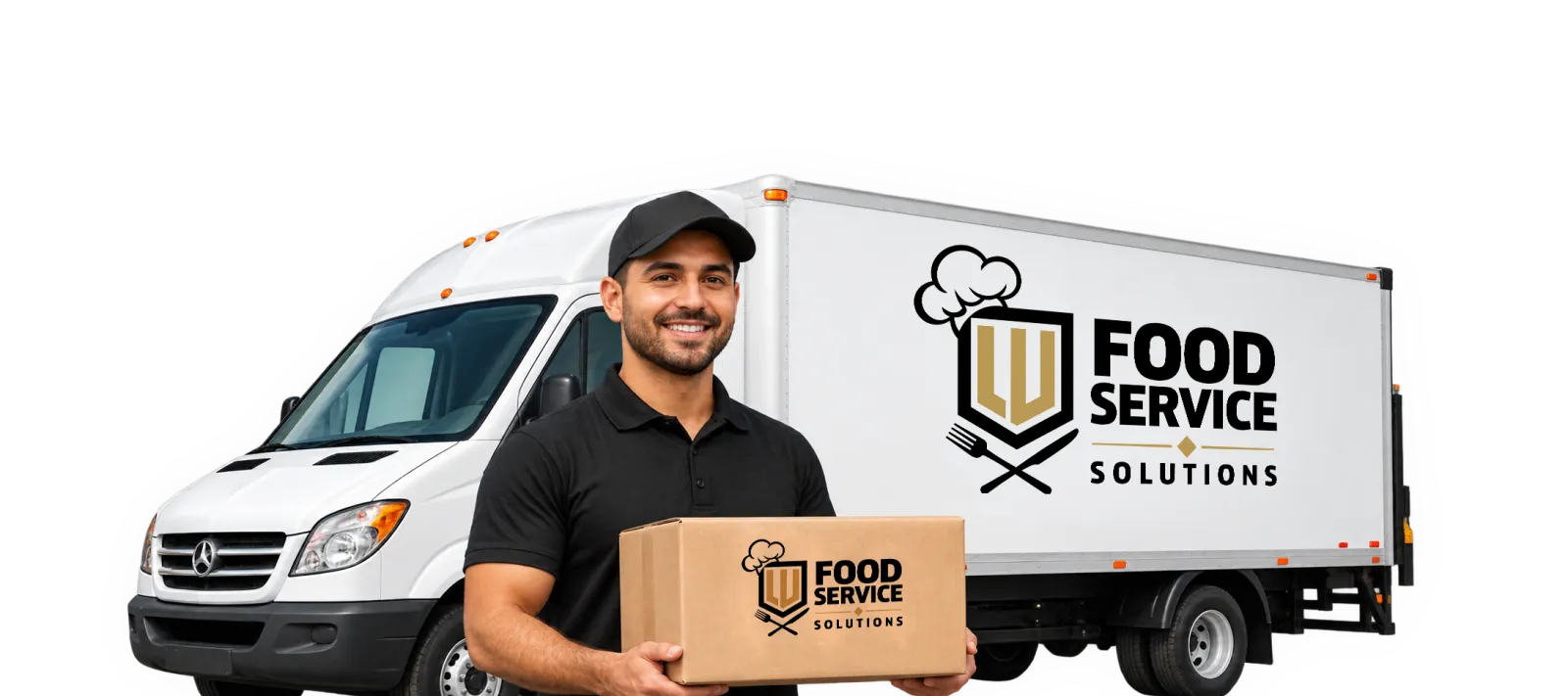 Repartidor de LU Food Service con camión de entregas